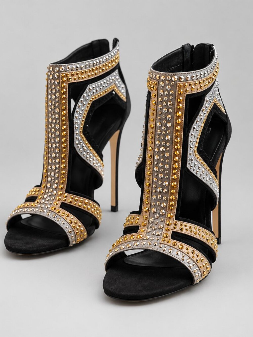 Casadei Crystal Embellished High Heel Booties Size 11